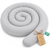 Totsy Baby Cuscino XXL a forma di serpente per letto, cuscino da allattamento, cuscino decorativo, protezione per il bordo del letto, paracolpi XL Punti bianchi su grigio 150 cm Certificato Oeko-Tex