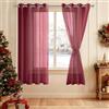 DWCN Tende per Interni in Voile con Fermatenda Tende Soggiorno per Finestre con Occhielli Morbidi Finestre 2 Pannelli, 140x160 CM, Rosso