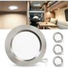 Laiebri Set di 3 Faretti LED da Incasso per Mobili 12V, 4000K Neutro 3.5W 330LM Alluminio Faretto da Incasso Dimmerabili, IP44 Faretti LED Soffitto Foro 55-58mm per Camper Barca, Nichel