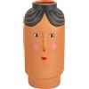 Baroni Home Vaso in Ceramica di Design con Volto, Soprammobile Moderno Dipinto a Mano, Vaso per piante da Interno o Esterno, Linea Ciotty, Cilindrico, 12x11x23 cm