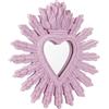 Baroni Home Specchio Ex Voto Cuore Sacro con Raggi in Resina Dorata, Cuore Decorativo Rosa, Decorazione da Parete con Gancio, Specchio Rosa da Parete, Ingresso, Soggiorno, Camera da Letto 27x2x28 cm
