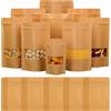 YOFADCI Sacchetti Carta per Alimenti,Buste Carta Alimenti con Finestra,Sacchetti Carta Kraft con Chiusura,Applicano a Noci,Chicchi di Caffè,Foglie di Tè,Spezie ecc.(11x17cm 50PZ)