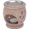 MaMeMi Bruciatore Incenso in Pietra Ollare Naturale - Ø 8,5 cm x H 8,5 cm con Setaccio in Acciaio Inox - Per Tea Light, Handmade India