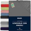 Dreamzie Lenzuolo Con Angoli Cotone - 70x190/200 - Oeko Tex certificato - Grigio Antracite - Lenzuola Cotone 70x190/200
