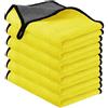 URAQT Panni Auto, 6 Pezzi 500 GSM Panno in Microfibra Superfine, 30cm * 40cm Panno Asciugatura Auto per Cura Moto Casa Parabrezza e Finestrini (Giallo grigio)