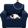 XINEAGE Copripoltrona 1 Posto Elasticizzato, Fodere Copridivano con Braccioli per Il Soggiorno, 1 Pezzo Copridivani Universale, Copri Divani Antiscivolo per Cani, Animali Domestici, Blu Navy