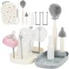 Vicloon 6 in 1 Spazzole per biberon, set da viaggio con spazzola in silicone per biberon/tettarella/cannuccia, dispenser di sapone, stendibiancheria, articoli essenziali da viaggio per neonati(Grigio)