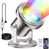 LyLmLe Faretti per Laghetto Controllo APP, 6W RGB Luci Sommergibili LED per Laghetti Acciaio Inox Subacquea con Trasformatore 12V, Lampade per Fontane Impermeabili IP68 per Acquario, Cavo Nero