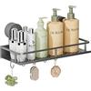 Wisfame Mensola Doccia con Ventosa Senza Foratura,Portaoggetti Bagno con 5 Ganci, Lmpermeabile e Antiruggine Portaoggetti Doccia, Organizer Bagno per Shampoo/Bagnoschiuma/Portasapone Doccia（Grigio）