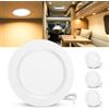 Laiebri Set di 3 Faretti LED da Incasso per Mobili 12V, 3000K Caldo 3.5W 330LM Alluminio Faretto da Incasso Dimmerabili, IP44 Faretti LED Soffitto Foro 55-58mm per Camper Barca, Bianco
