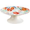 Baroni Home Alzata per Dolci in Porcellana Decorata, Fantasia Papaveri, Alzatina Porcellana Buffet, 20x20x6,5 cm