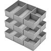 DIMJ Organizer per Cassetti 12 Pezzi Organizer per Armadio, Divisori per Cassetti Separatori per Cassetti Organizzatore Cassetti, per Calze, Biancheria Intima, Grigio Chiaro