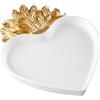 Baroni Home Svuotatasche Sacro Cuore con Fiamma, Vassoio per gioielli in Resina Bianco con Fiamma Oro, Vassoio Decorativo Ex Voto, Idea Regalo, 17x22x2 cm