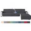Ystyle Fodera Per Divano Angolare A 2 Posti, Copridivano Natalizio Angolo Con Braccioli, Rivestimento Protezione Impermeabile Antiscivolo Antigraffio, Copertura Gatto Cani (210 CM, Grigio Scuro)