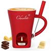 Vicloon Tazza per Fonduta in Ceramica, 130 mlCeramic Melting Pot with Fork con Forchette, Strumenti Creativi da Dessert, Crogiolo Scalda-Burro Riscaldante per Tea Light, Caramelle, Cioccolato(Rosso)
