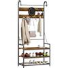 HOMCOM Appendiabiti da Ingresso con Asta 80x40x182 cm Marrone e Nero