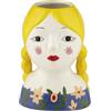 Baroni Home Vaso in Ceramica Dipinto a Mano, Vaso Decorativo Moderno per Interno ed Esterno, per Fiori e Piante, Soprammobile Linea Isotta, 13x11x18 cm, Trecce Bionde/Grande