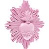 Baroni Home Ex Voto con Raggi in Resina, Decorazione da Parete con Gancio, Cuore Sacro Rosa Decorativo per la Casa, Dipinto a Mano 14x14x2,5 cm