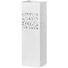 Baroni Home Portaombrelli Quadrato in Metallo con Intaglio Rettangolare Fiori 15.5X15.5X49 cm con Gancino e Vaschetta Scolapioggia Rimovibile, Bianco