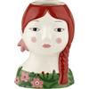 Baroni Home Vaso in Ceramica Dipinto a Mano, Vaso Decorativo Moderno per Interno ed Esterno, per Fiori e Piante, Soprammobile Linea Isotta, 13x11x18 cm, Treccia Rossa/Grande
