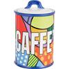 Baroni Home Barattolo Da Cucina Ceramica Decorata Linea Pop, Barattolo Caffè Chiusura Ermetica, 11x11x17 cm