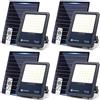 Aigostar faretto Solare con Telecomando 4 pezzi, 300W Faro LED Esterno con Pannello Solare, 3000LM, 6500K Bianco Freddo, IP65 Impermeabile, faretto da Esterno, ottimo per giardini esterni, terrazze