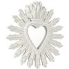 Baroni Home Specchio Ex Voto Cuore Sacro con Raggi in Resina Dorata, Cuore Bianco, Decorazione da Parete con Gancio, Specchio Bianco da Parete, Ingresso, Soggiorno, Camera da Letto 27x2x28 cm