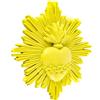 Baroni Home Ex Voto con Raggi in Resina, Decorazione da Parete con Gancio, Cuore Sacro Giallo Decorativo per la Casa, Dipinto a Mano 14x14x2,5 cm
