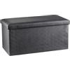 Baroni Home Cassapanca Pieghevole, Contenitore Portaoggetti, Pouf Poggiapiedi 76x38x38 cm, Ecopelle, Nero