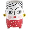 Baroni Home Vaso Pop, Soprammobile Moderno Dipinto a Mano, Statuetta da Interno o Esterno, Cilindrica Vestito Rosso, 9X7X21 cm