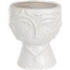 Baroni Home Vaso in Ceramica di Design con Volto, Soprammobile Moderno Dipinto a Mano, Vaso per piante da Interno o Esterno, 15X14X17 cm, Volto Bianco Lady