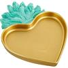 Baroni Home Svuotatasche Sacro Cuore con Fiamma, Vassoio per gioielli in Resina Oro con Fiamma Turchese, Vassoio Decorativo Ex Voto, Idea Regalo, 17x22x2 cm