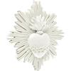 Baroni Home Ex Voto con Raggi in Resina, Decorazione da Parete con Gancio, Cuore Sacro Decorativo per la Casa, Dipinto a Mano Bianco 14x14x2,5 cm