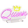 Baroni Home Lampada Queen, Lampada LED Decorativa Effetto Neon con Scritta Queen, Luce da Tavolo Rosa con Cavo USB 1,8m, Perfetta per Soggiorno, Cameretta e Atmosfera, 35x8x19 cm