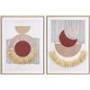 Baroni Home Set di 2 Quadri Moderni per Soggiorno in Canvas con Cornice in Legno, Coppia di Quadri Stampa Alta Qualità, Decorazione Murale Colorata da Camera e Cucina, Astratto con Paglia, 45x3x60 cm