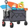 SONGMICS Carrello Spiaggia Pieghevole 150L, Carrellino da Trasporto 150 kg con Grandi Ruote Girevoli a 360°, 80,8 x 49,4 x 93,5 cm, per Campeggio e Spesa, Grigio e Nero, Collezione Sandy GFW115G01
