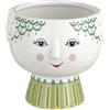 Baroni Home Vaso Pop, Soprammobile Moderno Dipinto a Mano, Statuetta da Interno o Esterno 13x13x13 cm (Vestito Righe Verdi e Gialle)