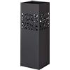 Baroni Home Portaombrelli Quadrato in Metallo con Intaglio Rettangolare Fiori 15.5X15.5X49 cm con Gancino e Vaschetta Scolapioggia Rimovibile, Nero