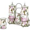 Baroni Home Menage Olio Aceto Sale Pepe in Ceramica con Stand in Metallo, Accessorio da Cucina Colorato Resistente, Linea Rose, 21X8X22cm