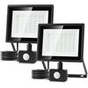 Aigostar Faretto Led da Esterno con Sensore di Movimento,50W 4300LM Faro LED Esterno,Bianco Freddo 6500K,IP65 Impermeabile Faretti LED per Giardino,Cortile,Patio,Garage,2PC