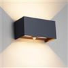 Klighten Lampada da esterno, 24W Applique da Parete con sensore di movimento per luci esterni/interni Lampada da parete con fascio regolabile IP65 Impermeabile 3000K，Antracite