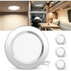 Laiebri Set di 3 Faretti LED da Incasso per Mobili 12V, 4000K Neutro 3.5W 330LM Alluminio Faretto da Incasso Dimmerabili, IP44 Faretti LED Soffitto Foro 55-58mm per Camper Barca, Cromo