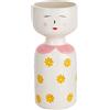 Baroni Home Vaso Pop, Soprammobile Moderno Dipinto a Mano, Statuetta da Interno o Esterno, Vestito Colletto Rosa, 10X10X21 cm