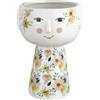 Baroni Home Vaso Pop, Soprammobile Moderno Dipinto a Mano, Statuetta da Interno o Esterno, 15x14x21 cm (Vestito Fiori Giallo)