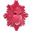 Baroni Home Ex Voto con Raggi in Resina, Decorazione da Parete con Gancio, Cuore Sacro Rosso Decorativo per la Casa, Dipinto a Mano 14x14x2,5 cm