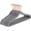 Baroni Home Grucce Velluto 20 pezzi, Grucce Appendiabiti 44,5 cm, Salvaspazio con Superfice Antiscivolo Design, Capacità di Carico Elevata, per Cappotti Camicie Vestiti, Grigio