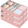 DIMJ Organizer per Cassetti 12 Pezzi Organizer per Armadio, Divisori per Cassetti Separatori per Cassetti Organizzatore Cassetti, per Calze, Biancheria Intima, Rosa