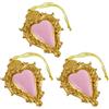 Baroni Home Set 3 Pendenti Sacro Cuore Ex Voto in Resina, Ciondolo Decorativo Rosa e Oro, Addobbo Natalizio Decorazione Albero di Natale, Idea Regalo Originale 7x10x1 cm