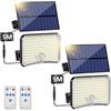 TOPPELIGHT Lampada Solare da Esterno [2 Pacchii] Luce Solare LED Esterno con Sensore di Movimento 200LED 4 Modes Telecomando Faro LED Esterno con Pannello Solare, Luci da Esterno Giardino Solari con 5M Cavo