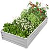 Teodute Orto Rialzato da Esterno, 180x90x30cm Zincato Grow Box con Asta Supporto, Fioriere da Esterno Grandi per Coltivazione Piante Ortaggi Fiori ed Erbe Aromatiche (Rettangolare + Argento)